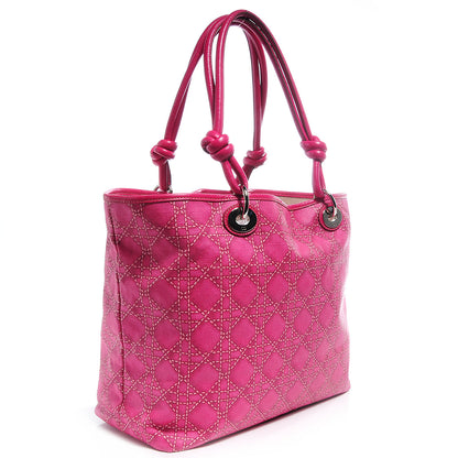 Christian Dior Coated Canvas Cannage Print Cherie Tote Pink 3 of 7