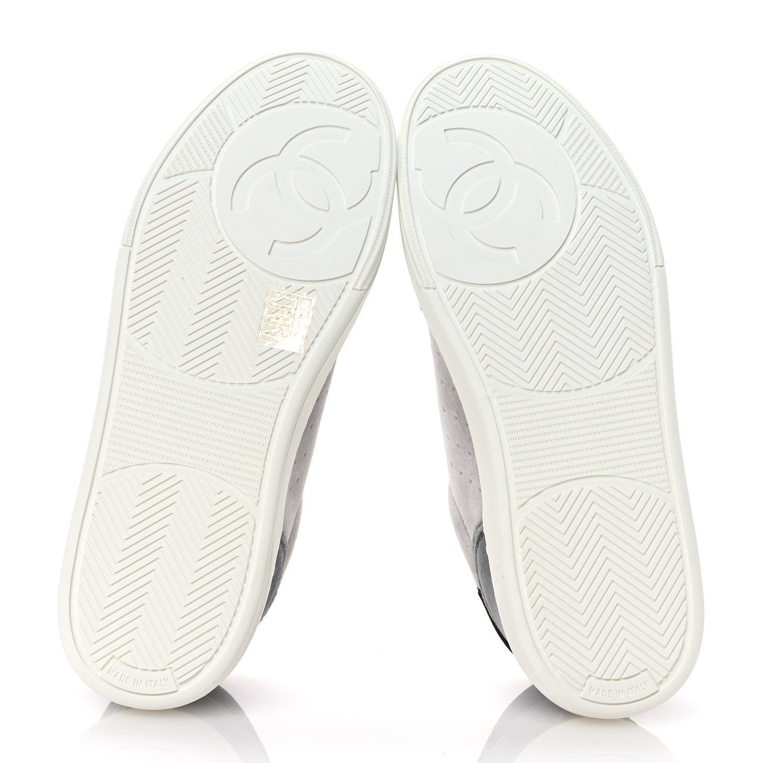 Chanel Velvet Womens Logo Sneakers 40 White Black Grey 6 of 9