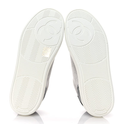 Chanel Velvet Womens Logo Sneakers 40 White Black Grey 6 of 9