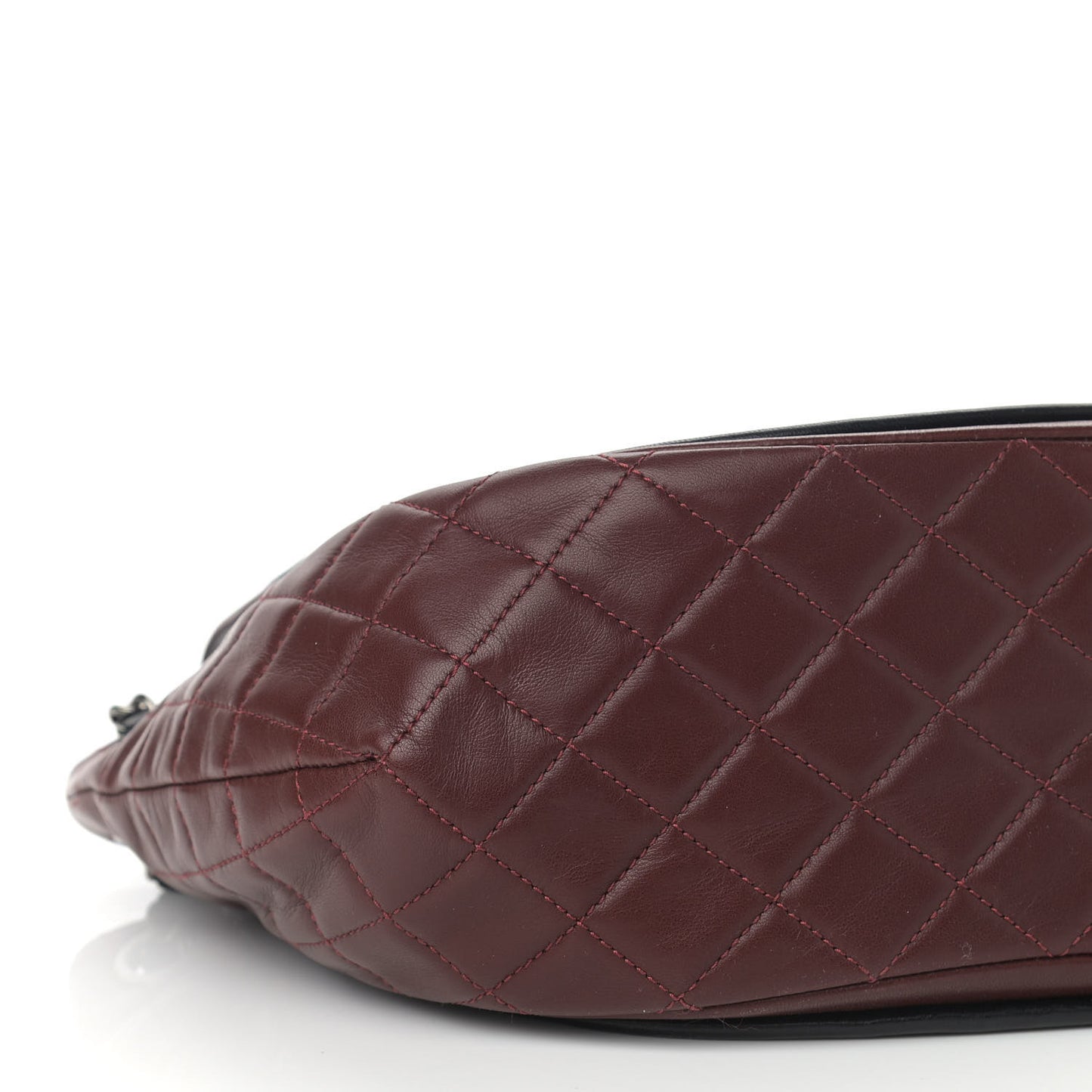 Lambskin Quilted Large Classic Twist Crescent Flap Black Burgundy