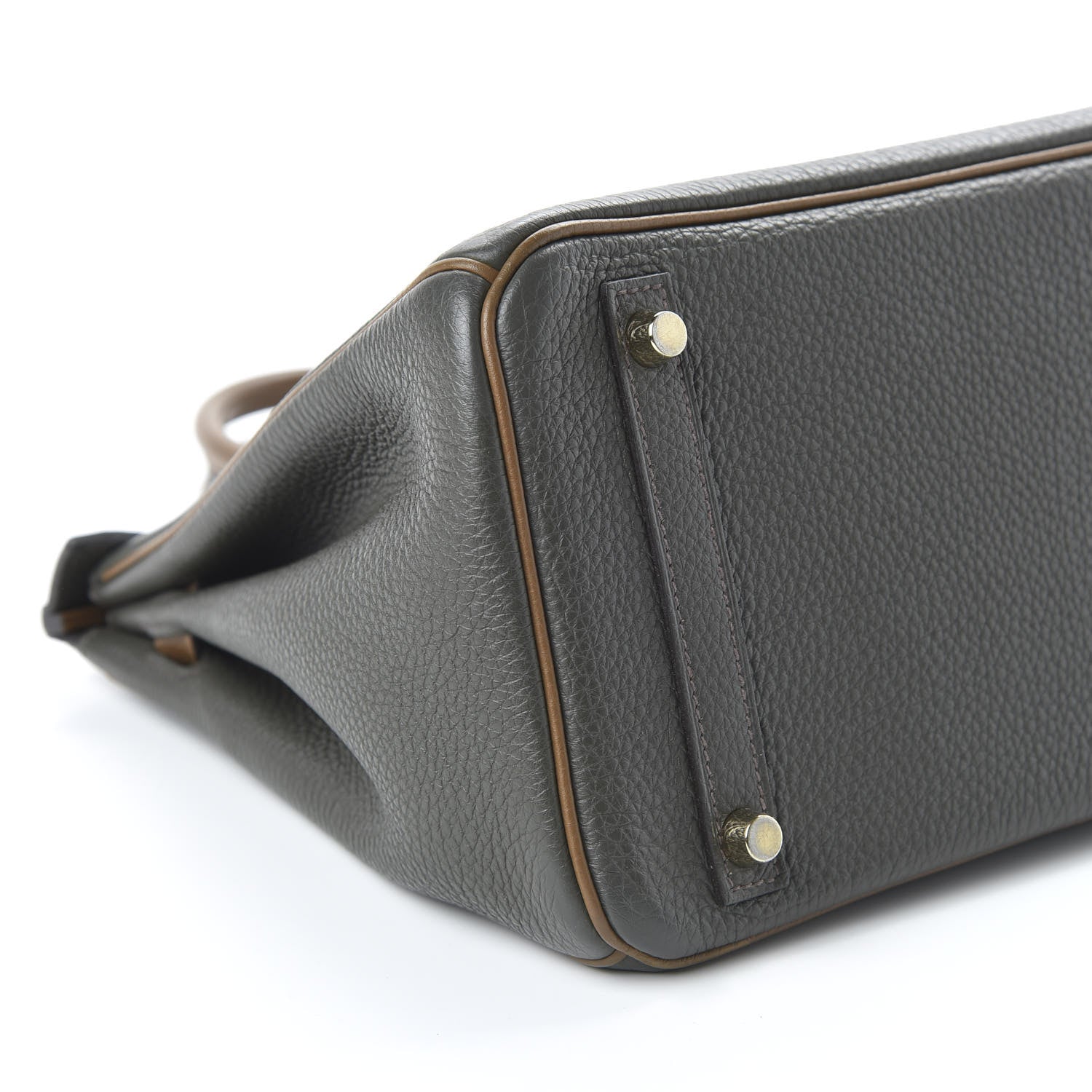 Hermes Togo Bi-Color Horseshoe Birkin 30 Vert de Gris Gold 6 of 12