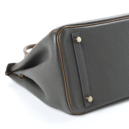 Hermes Togo Bi-Color Horseshoe Birkin 30 Vert de Gris Gold 6 of 12