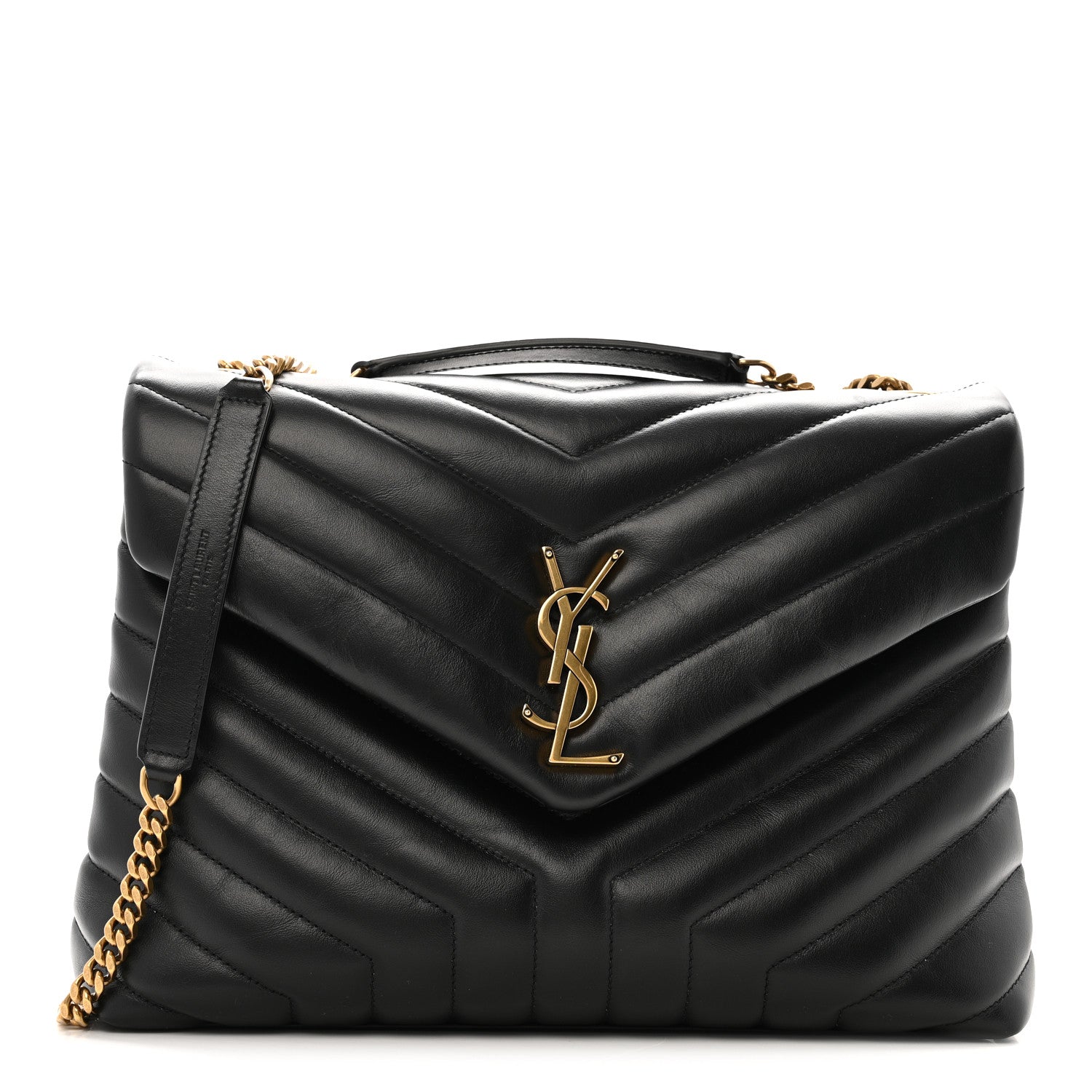 Saint Laurent Calfskin Y Quilted Monogram Medium Loulou Chain Satchel Black 1 of 15