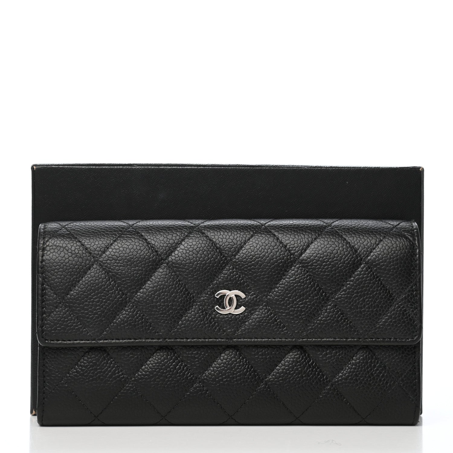 Chanel Caviar Quilted Large Gusset Flap Wallet Black 9 of 9