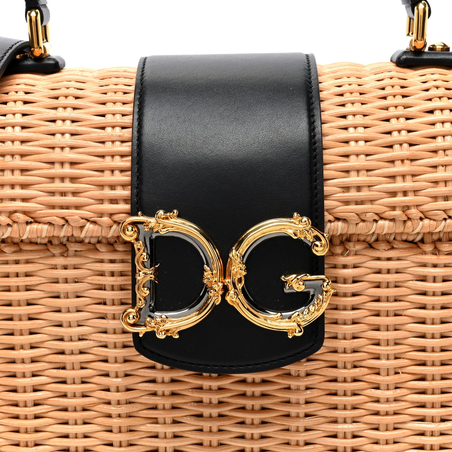 Wicker Calfskin Crossbody Bag Black