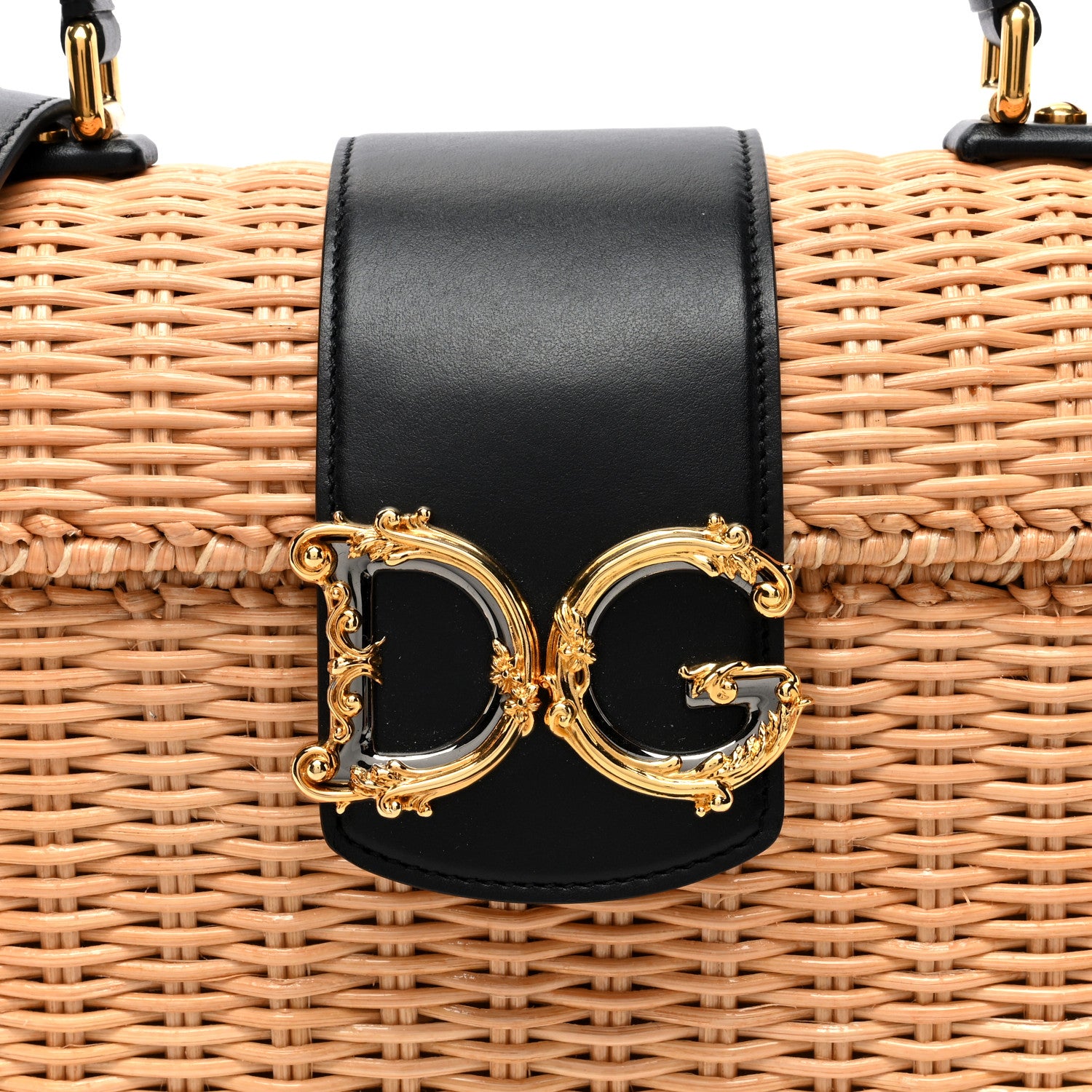 Dolce & Gabbana Wicker Calfskin Crossbody Bag Black 7 of 9