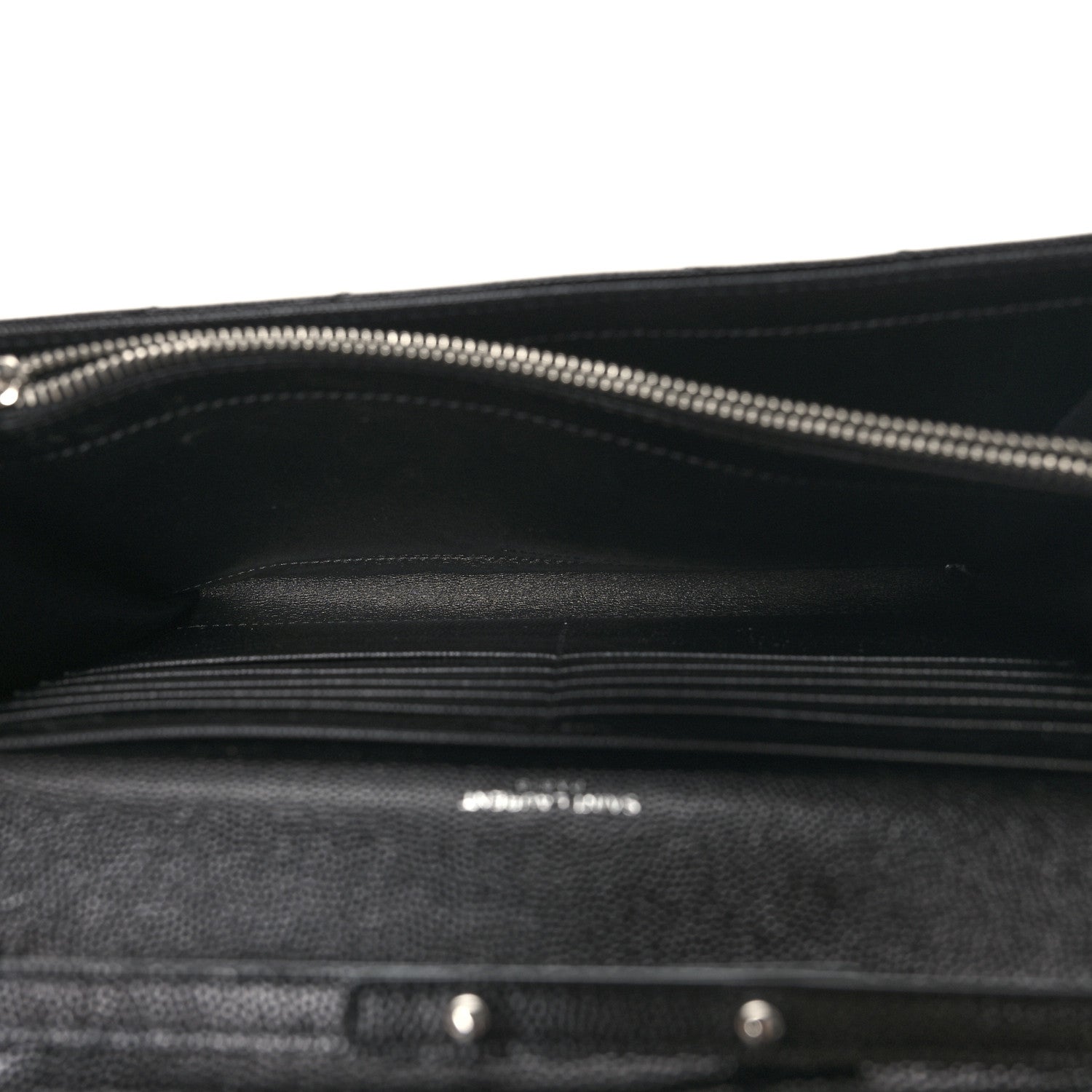 Saint Laurent Grain De Poudre Matelasse Chevron Monogram Chain Wallet Black 6 of 11