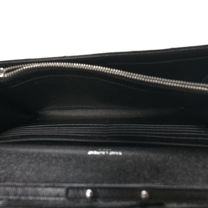 Saint Laurent Grain De Poudre Matelasse Chevron Monogram Chain Wallet Black 6 of 11