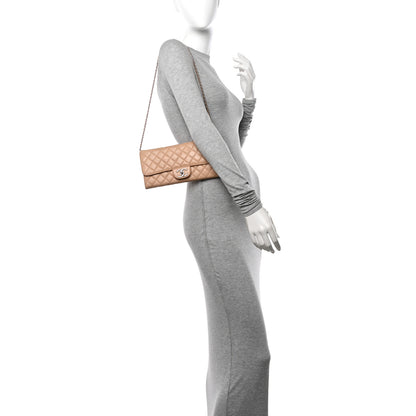 Chanel Lambskin Quilted Clutch with Chain Flap Beige 2 of 17