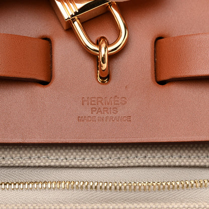 Hermes Military Toile Vache Hunter Herbag Zip Retourne 31 PM Beton Naturel 6 of 14