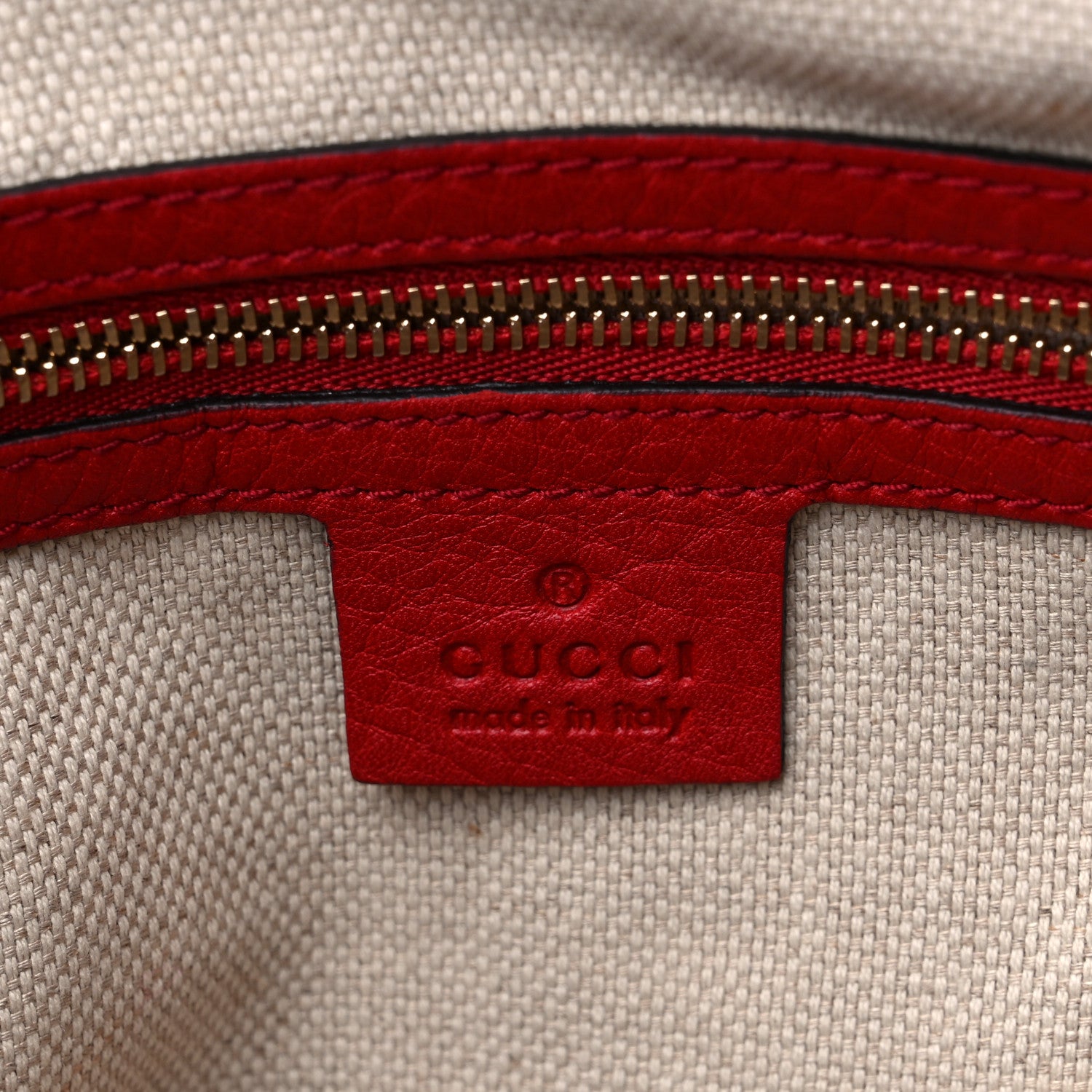 Gucci Pebbled Calfskin Small Soho Top Handle Bag Red 6 of 14