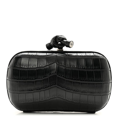 Bottega Veneta Crocodile Knot Clutch Black 1 of 8