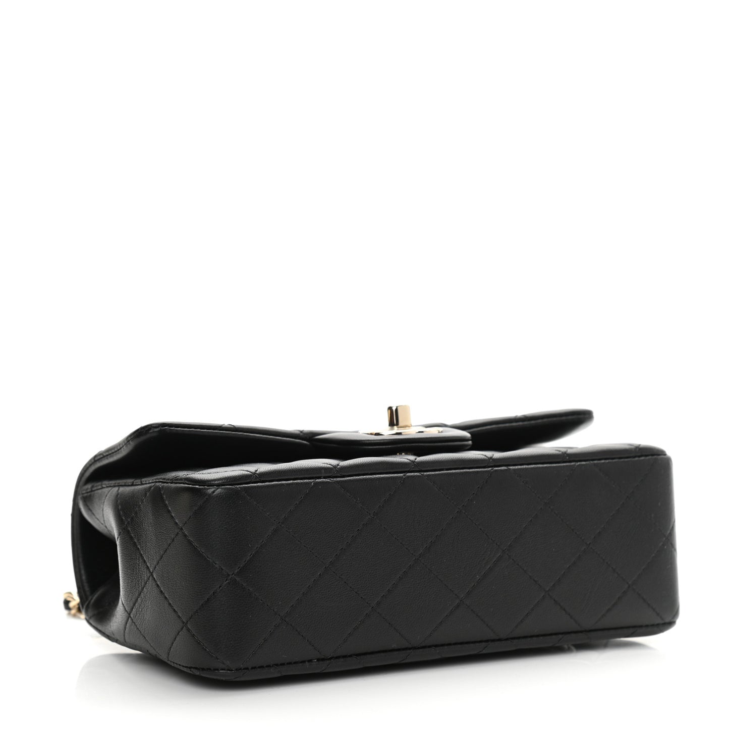 Lambskin Quilted Mini Top Handle Rectangular Flap Black
