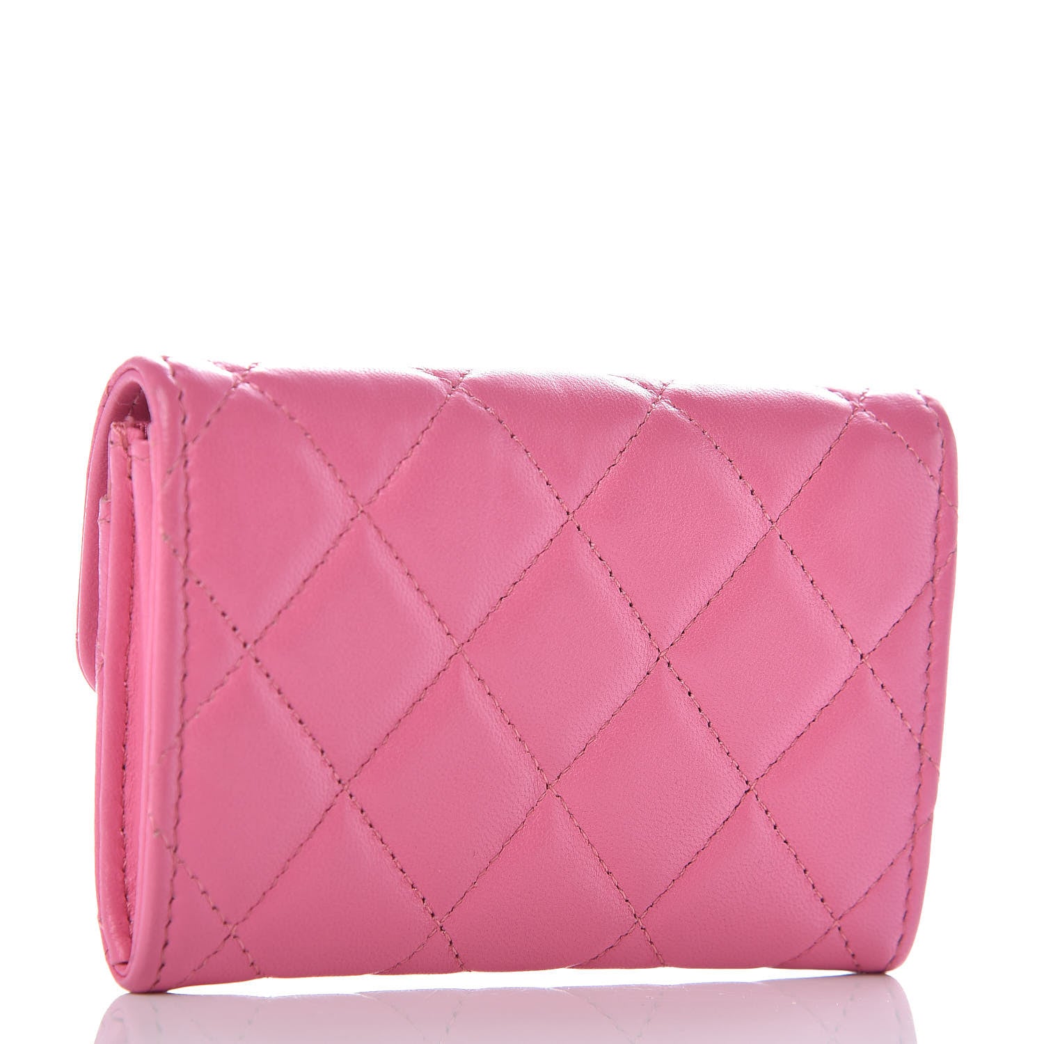 Chanel Lambskin Quilted Flap Card Holder Pink 3 of 9
