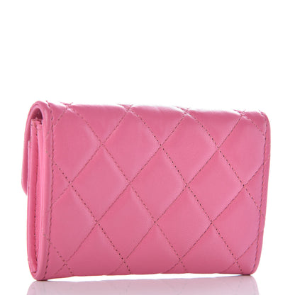 Chanel Lambskin Quilted Flap Card Holder Pink 3 of 9