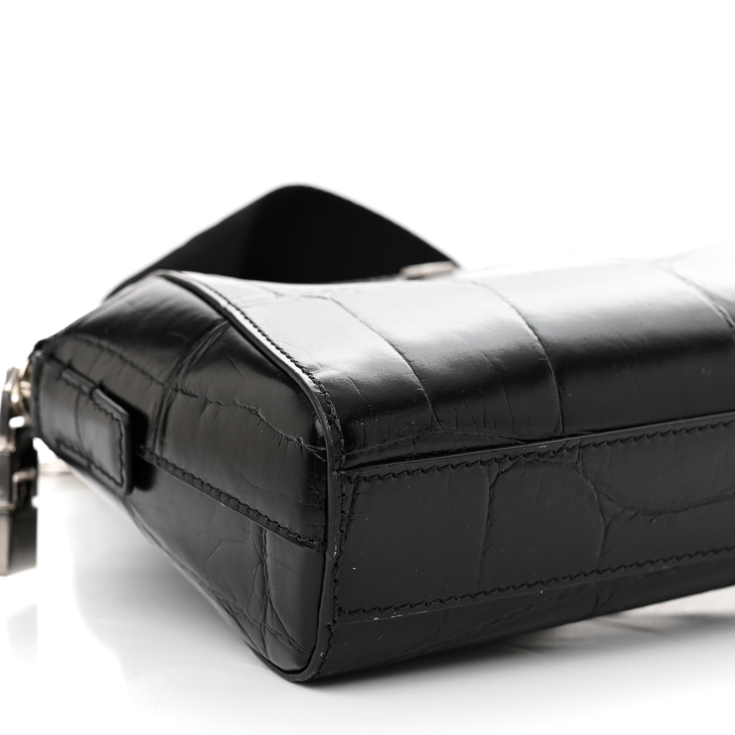 Givenchy Calfskin Crocodile Embossed Antigona U Crossbody Bag Black 8 of 9