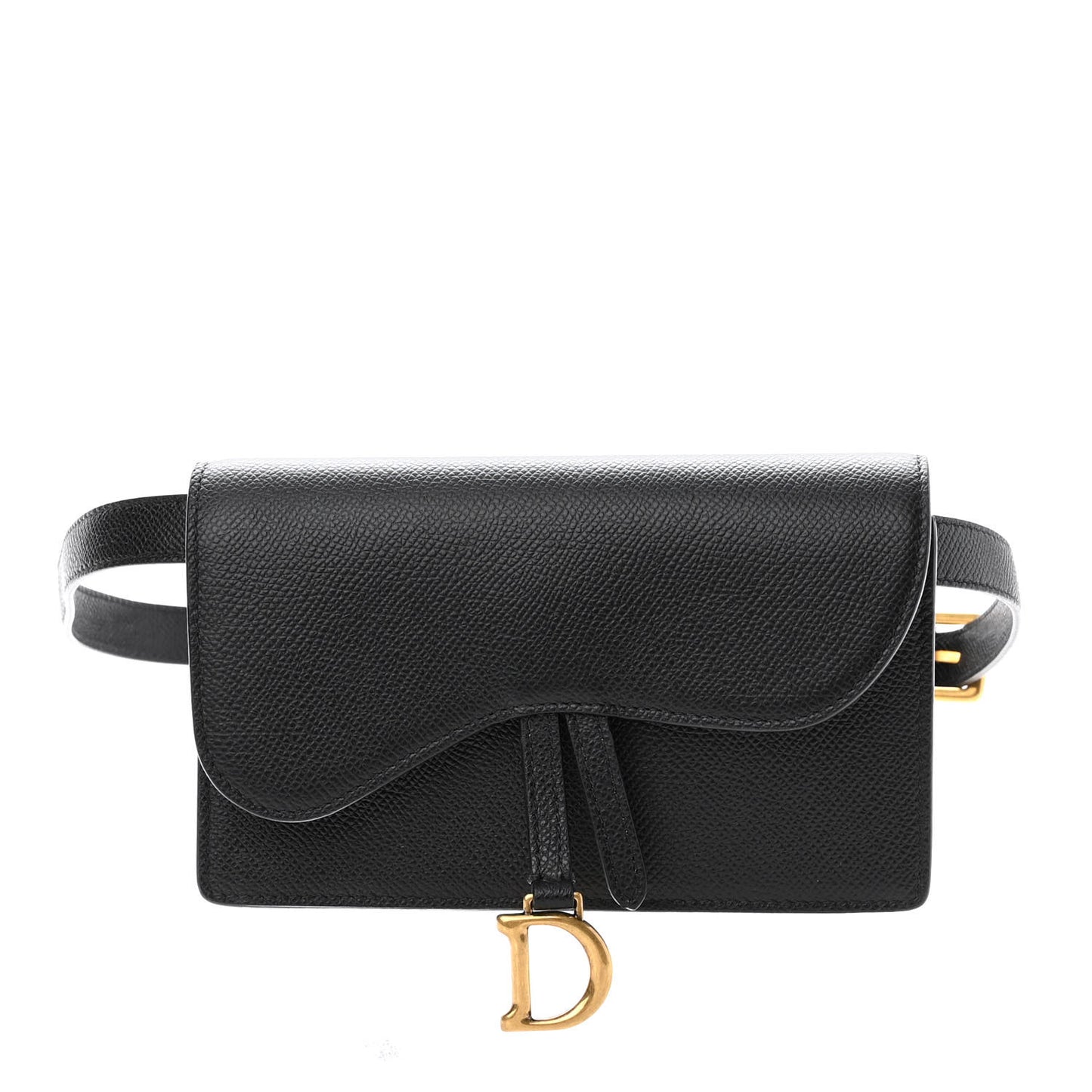 Grained Calfskin Saddle Belt Bag Black