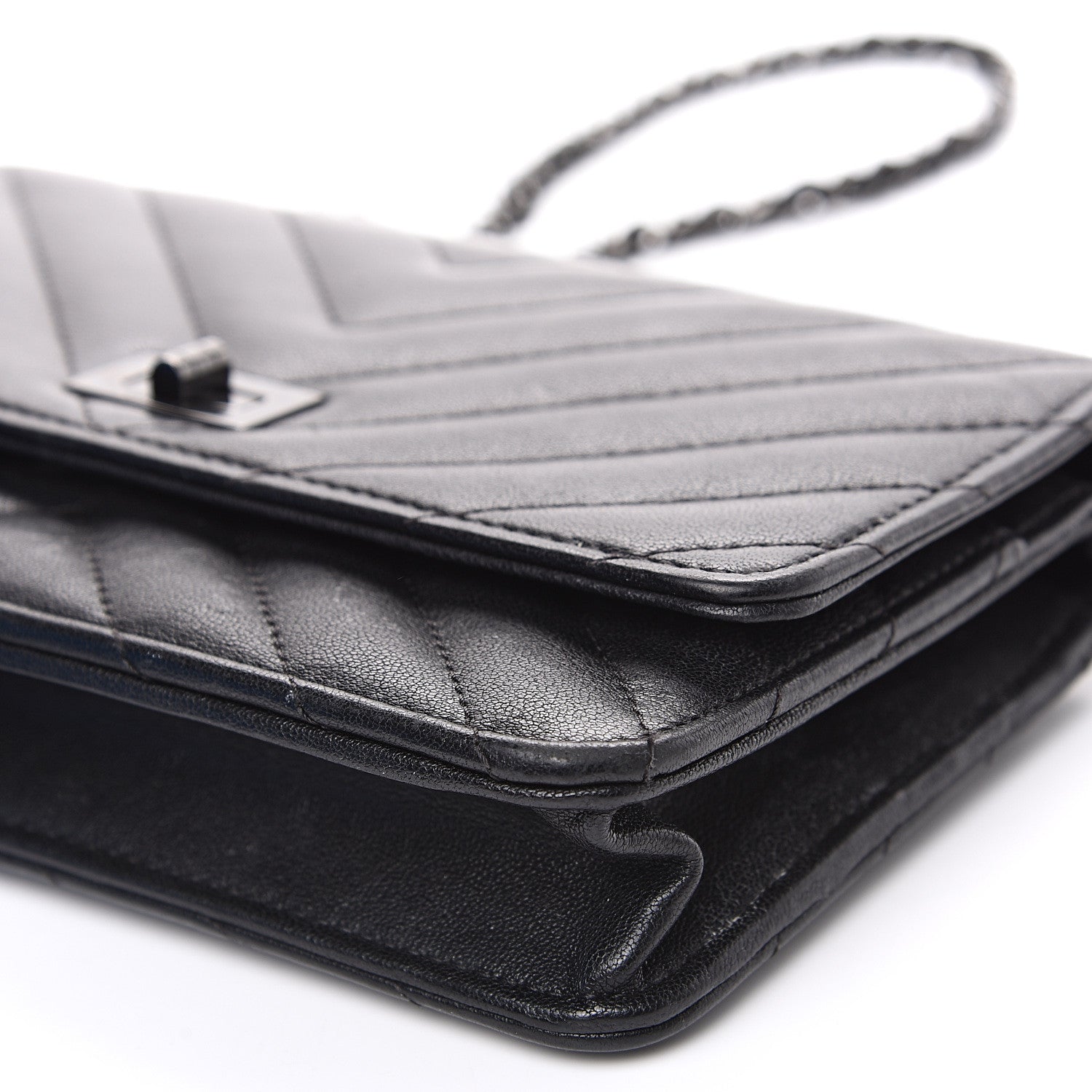 Chanel Sheepskin Chevron Quilted Reissue Wallet On Chain WOC So Black 12 of 13