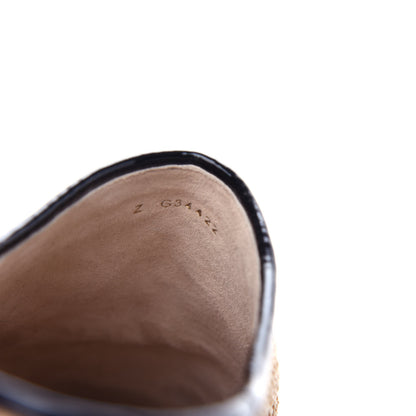 Chanel Raffia Patent Calfskin CC Espadrilles 40 Beige Black 10 of 12