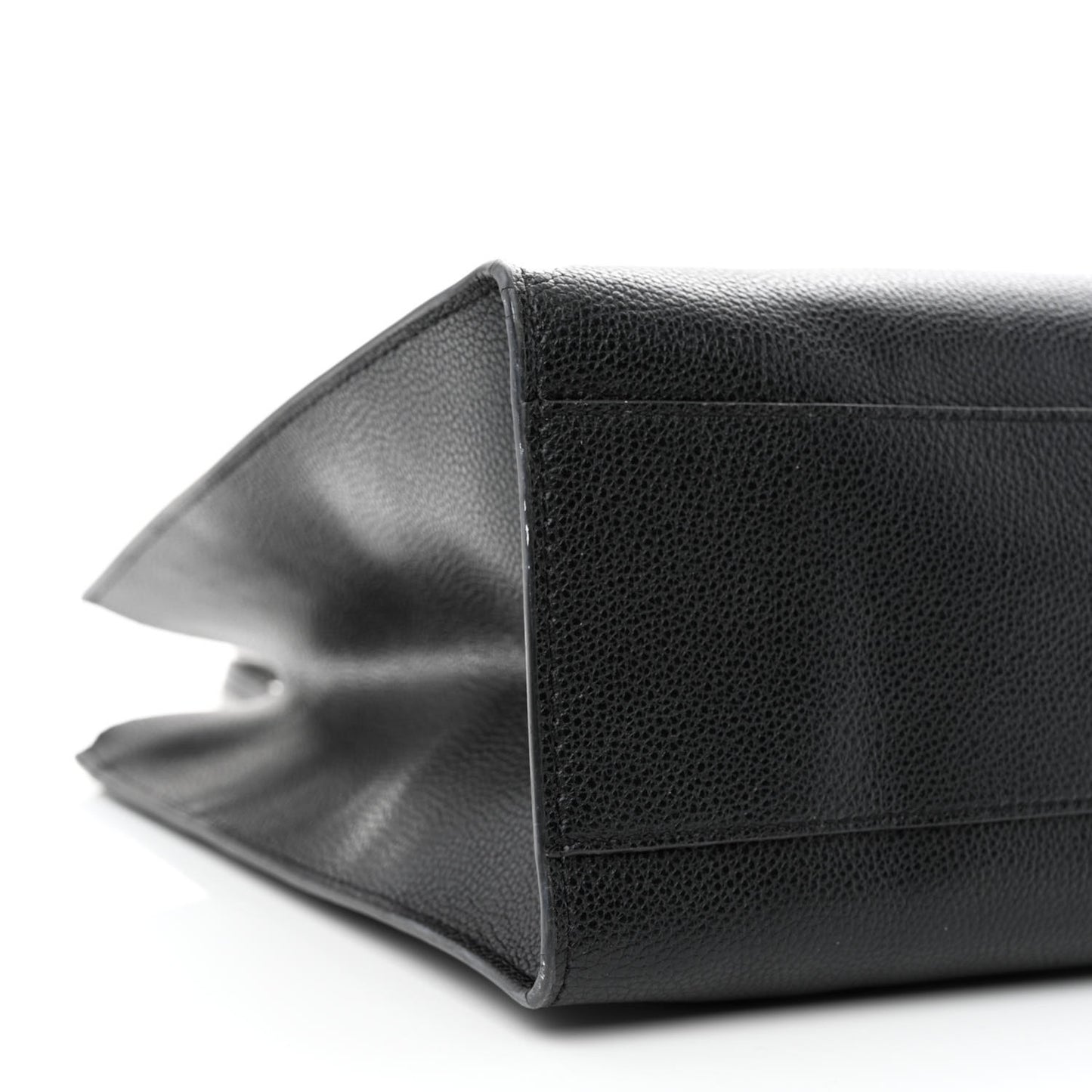 Grained Calfskin Grind Shopper Tote Black