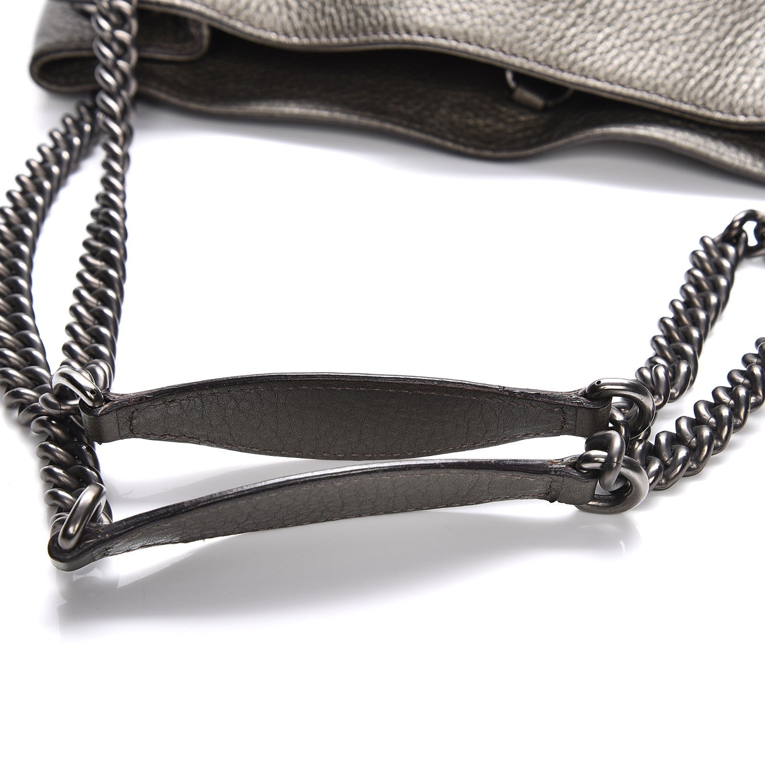 Gucci Metallic Pebbled Calfskin Medium Soho Chain Shoulder Bag Sasso 11 of 12