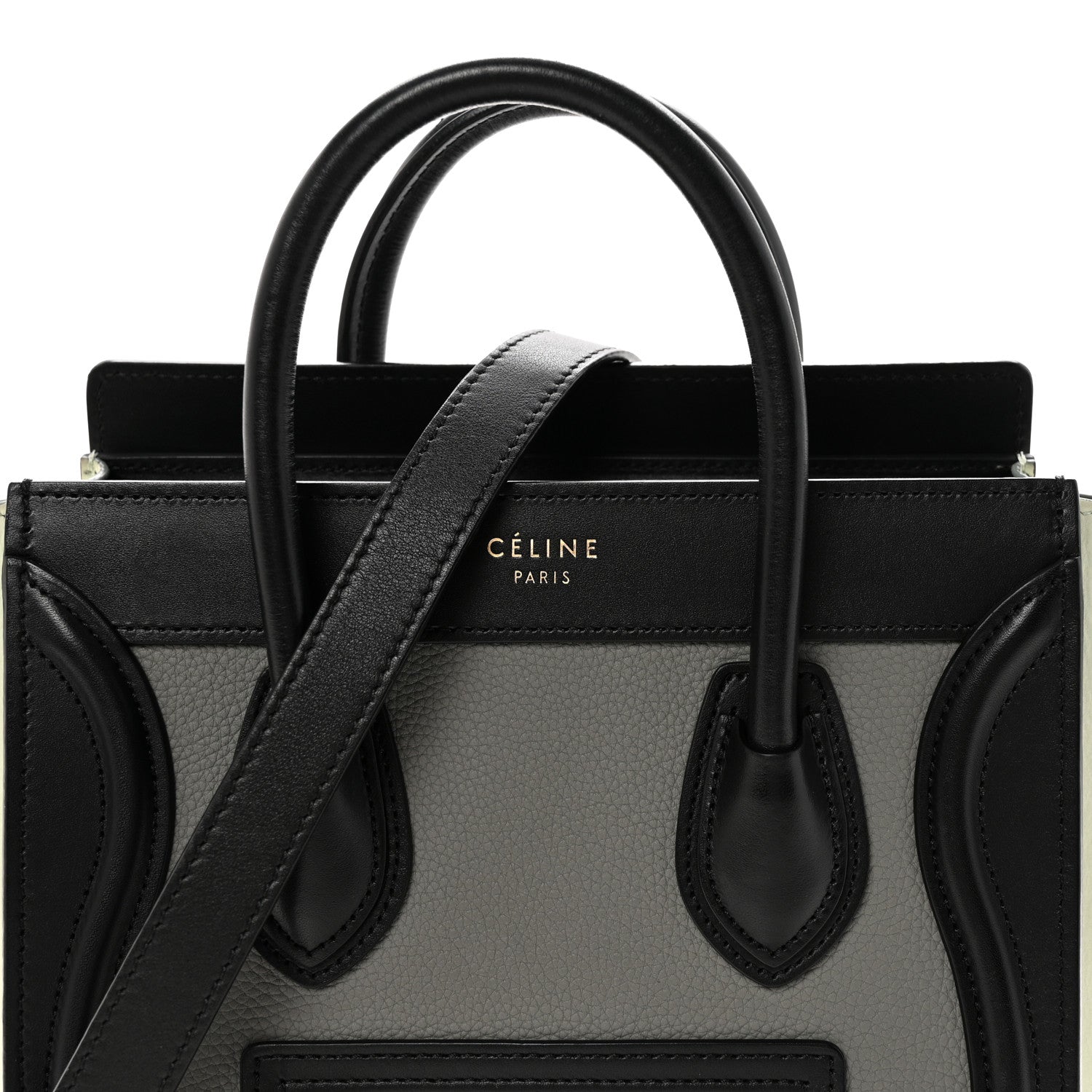 Celine Baby Grained Calfskin Nano Tri-Color Luggage Zinc Almond 7 of 9