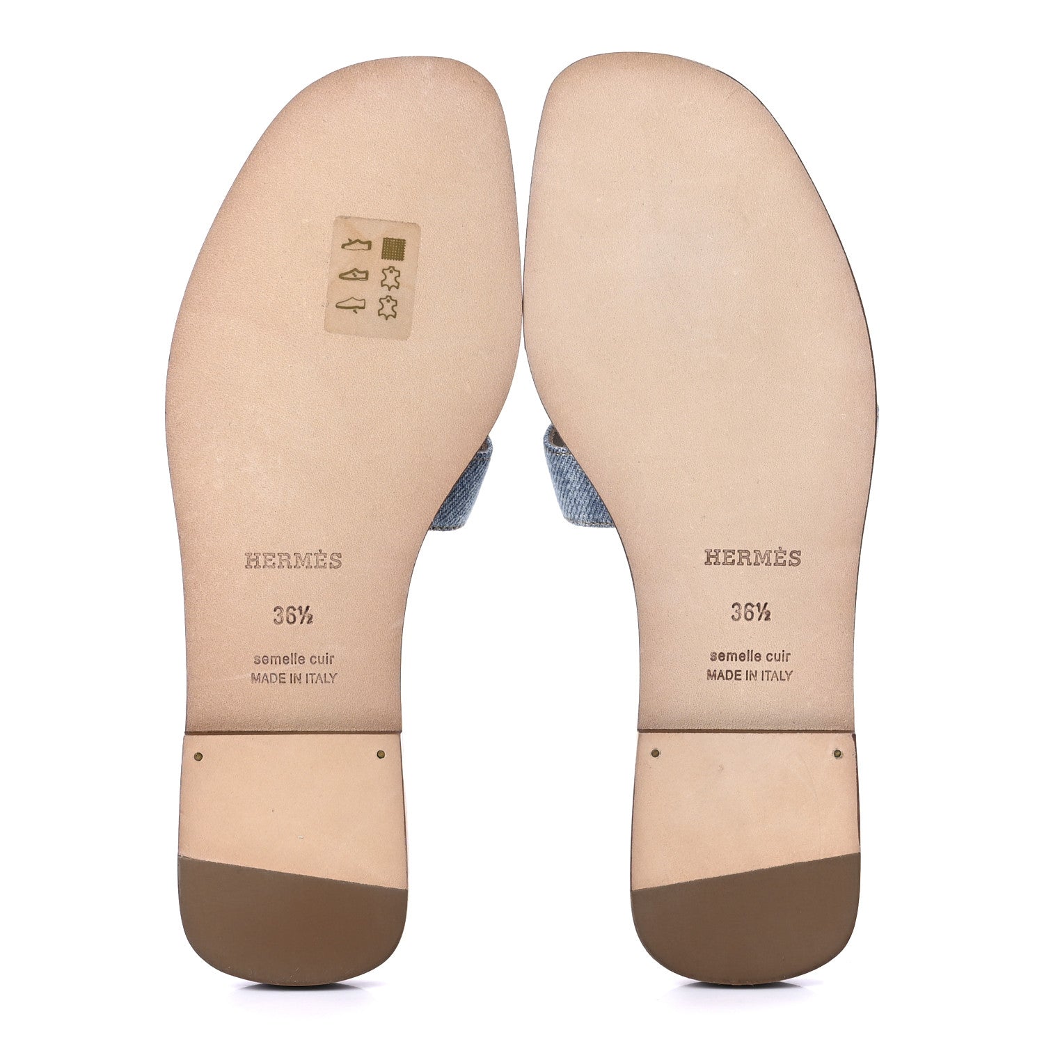 Hermes Denim Canvas Oran Sandals 36.5 Bleu Clair 5 of 8