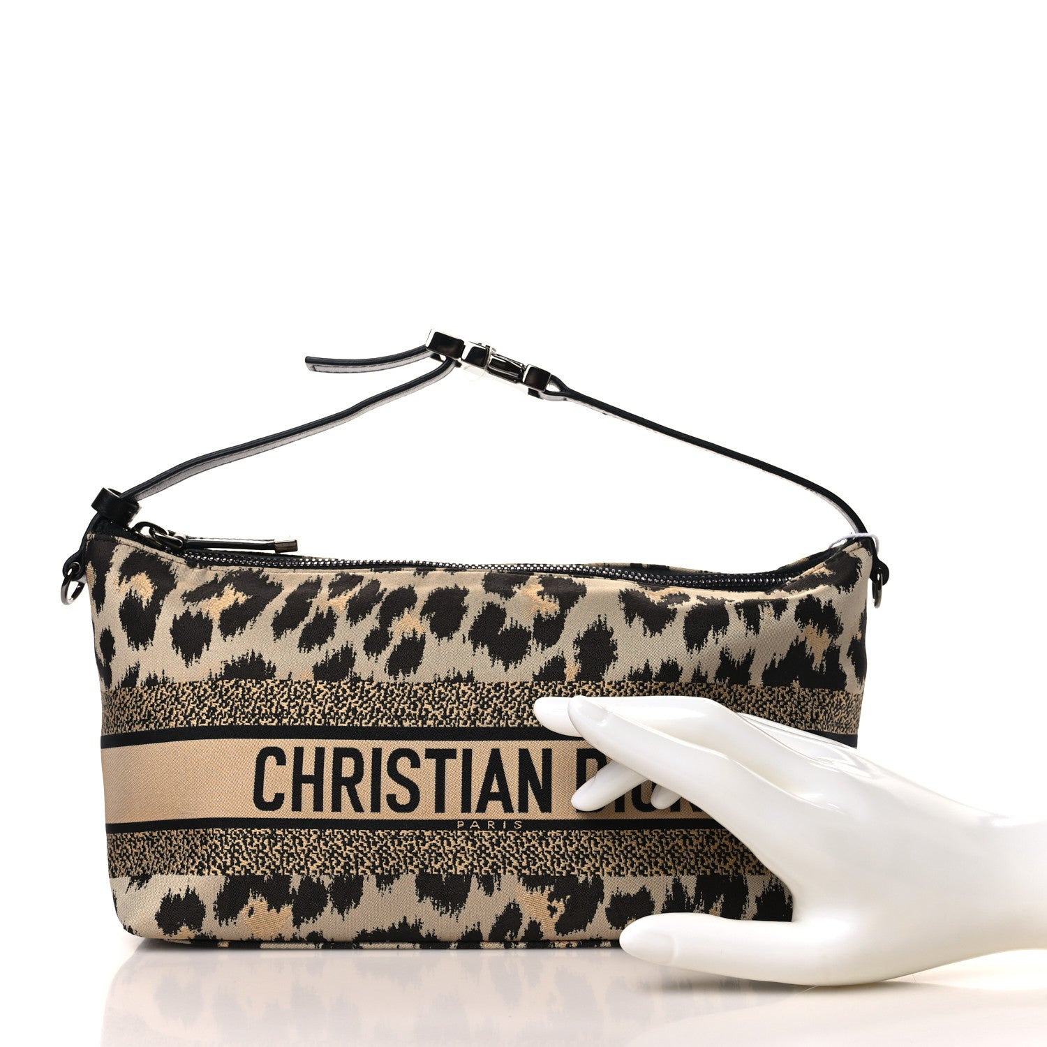 Christian Dior Canvas Mizza Embroidered Medium Leopard DiorTravel Nomad Pouch Beige 3 of 11