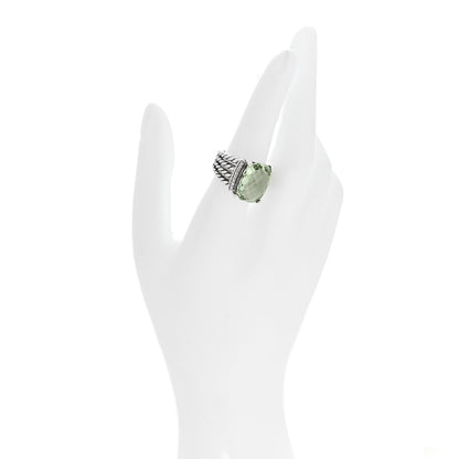 David Yurman Sterling Silver Diamond Prasiolite 16mm Wheaton Ring 54 6.75 2 of 4
