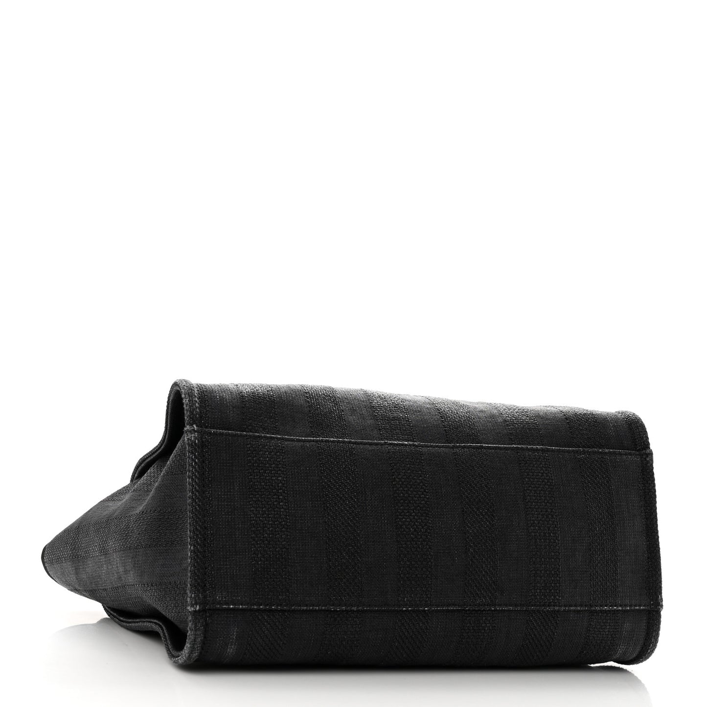 Mixed Fibers Calfskin Striped Medium Deauville Tote Black