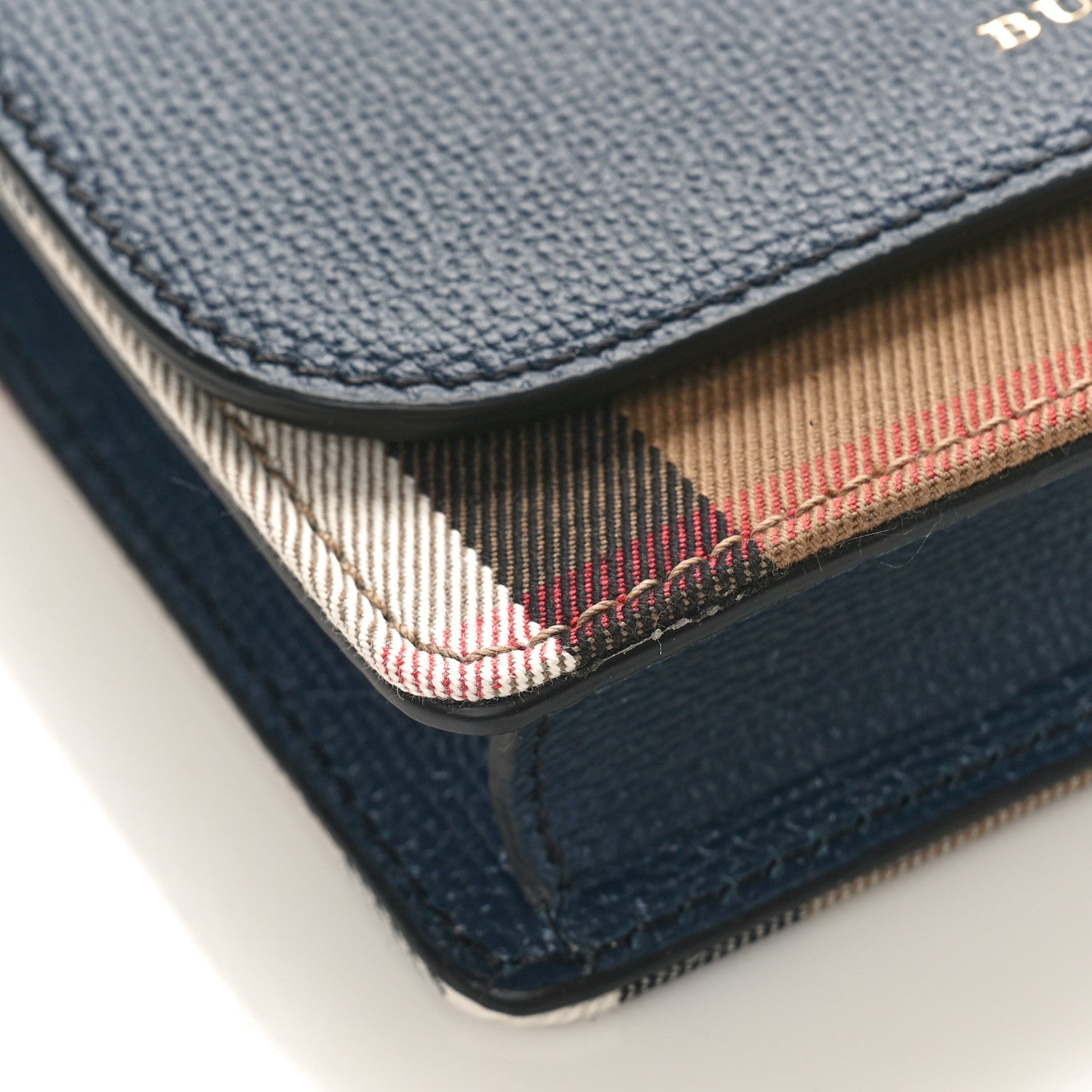 Burberry Derby Calfskin House Check Mini Hampshire Wallet On Chain Ink Blue 7 of 8