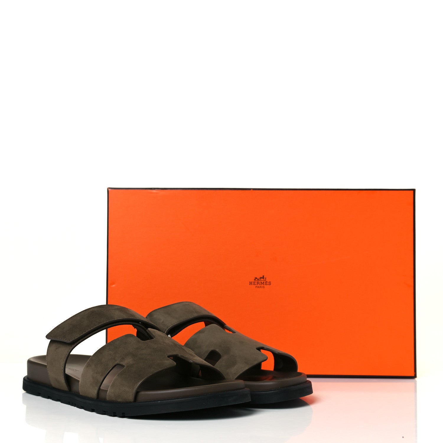 Hermes Suede Goatskin Mens Chypre Sandals 43 Vert Army 10 of 10