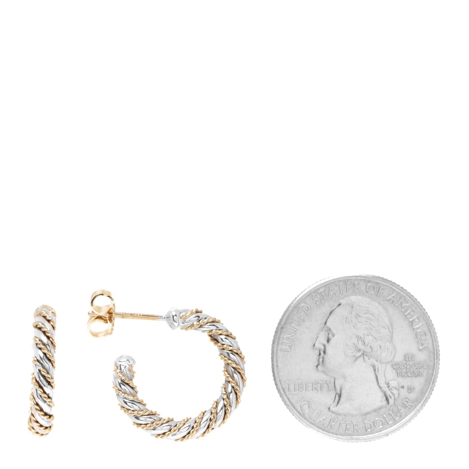Tiffany Sterling Silver 18K Yellow Gold Twisted Hoop Earrings 2 of 5
