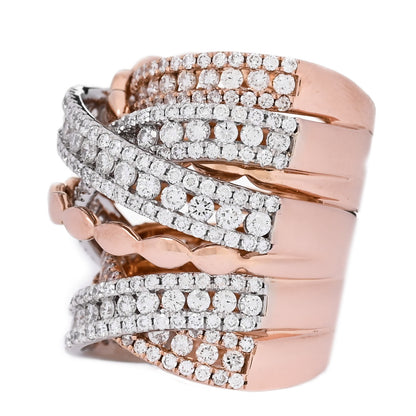 Parker & West by FASHIONPHILE 18K Rose White Gold Diamond 4.90ctw Elongated Crossover Ring 54 7 3 of 5