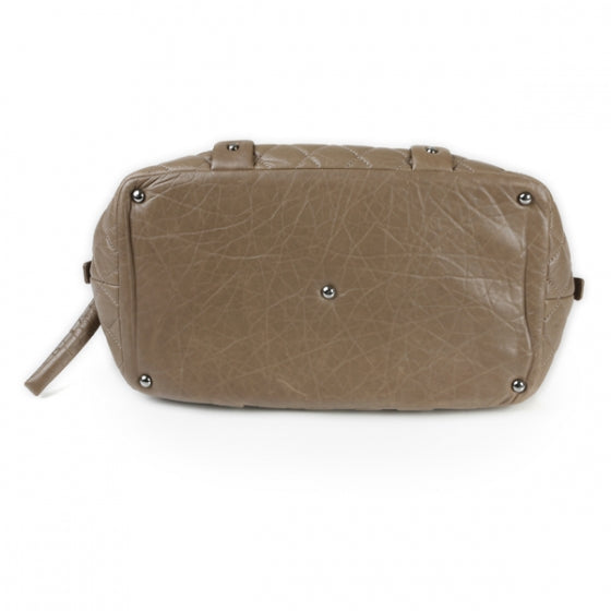 Lambskin Vintage Ligne Lady Braid Tote Taupe
