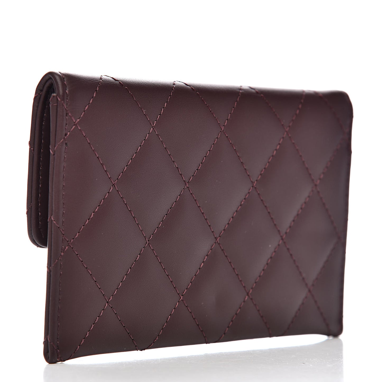 Lambskin Quilted Wallet On Removable Chain Insert Burgundy