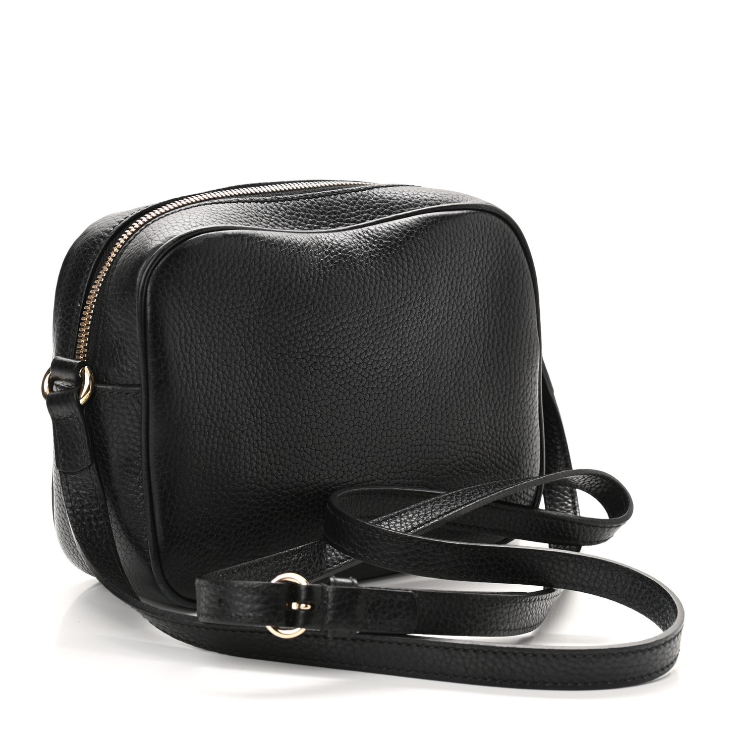 Pebbled Calfskin Small Soho Disco Bag Black