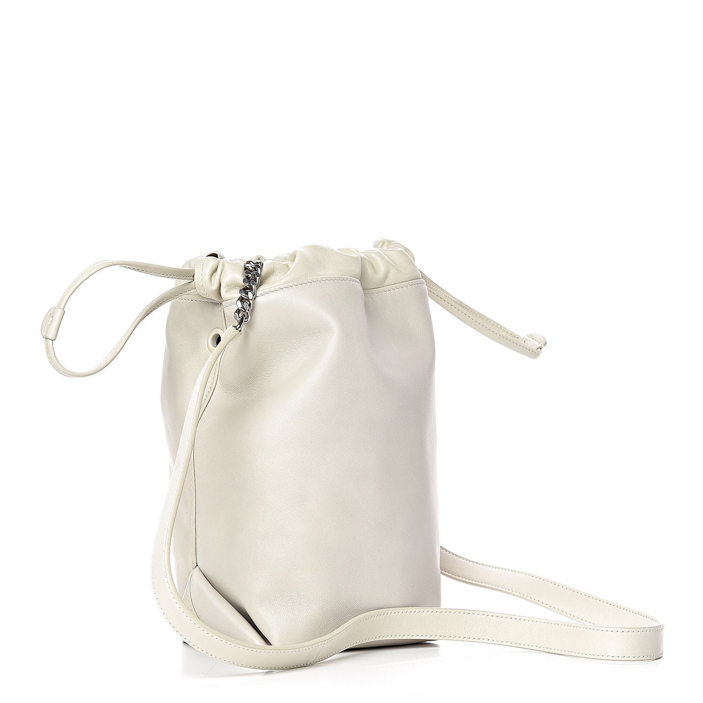 Lambskin Small Teddy Bucket Bag White