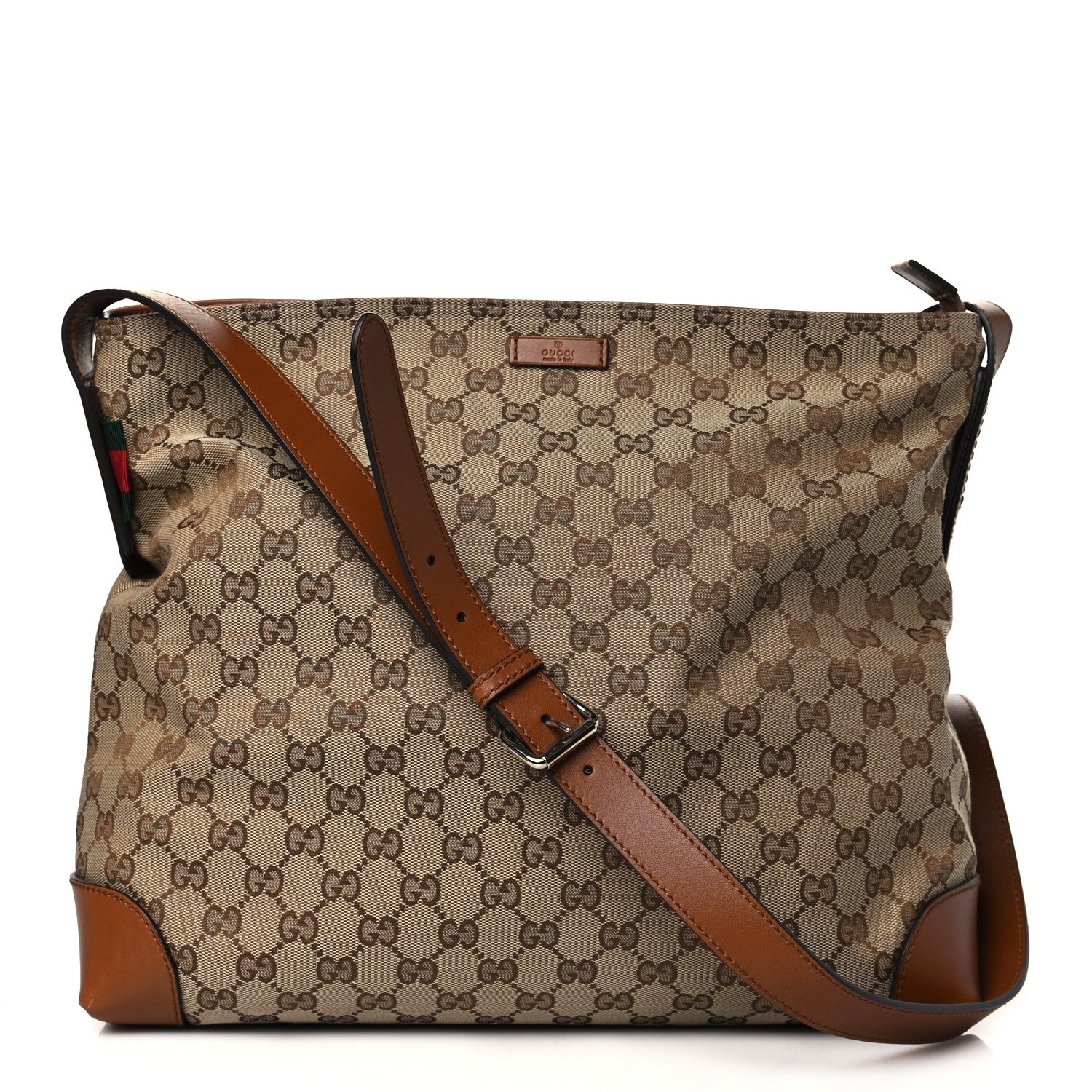Gucci Monogram Large Flat Messenger Bag Brown 1 of 11