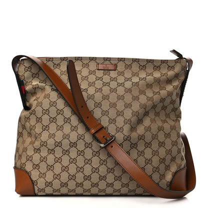 Gucci Monogram Large Flat Messenger Bag Brown 1 of 11