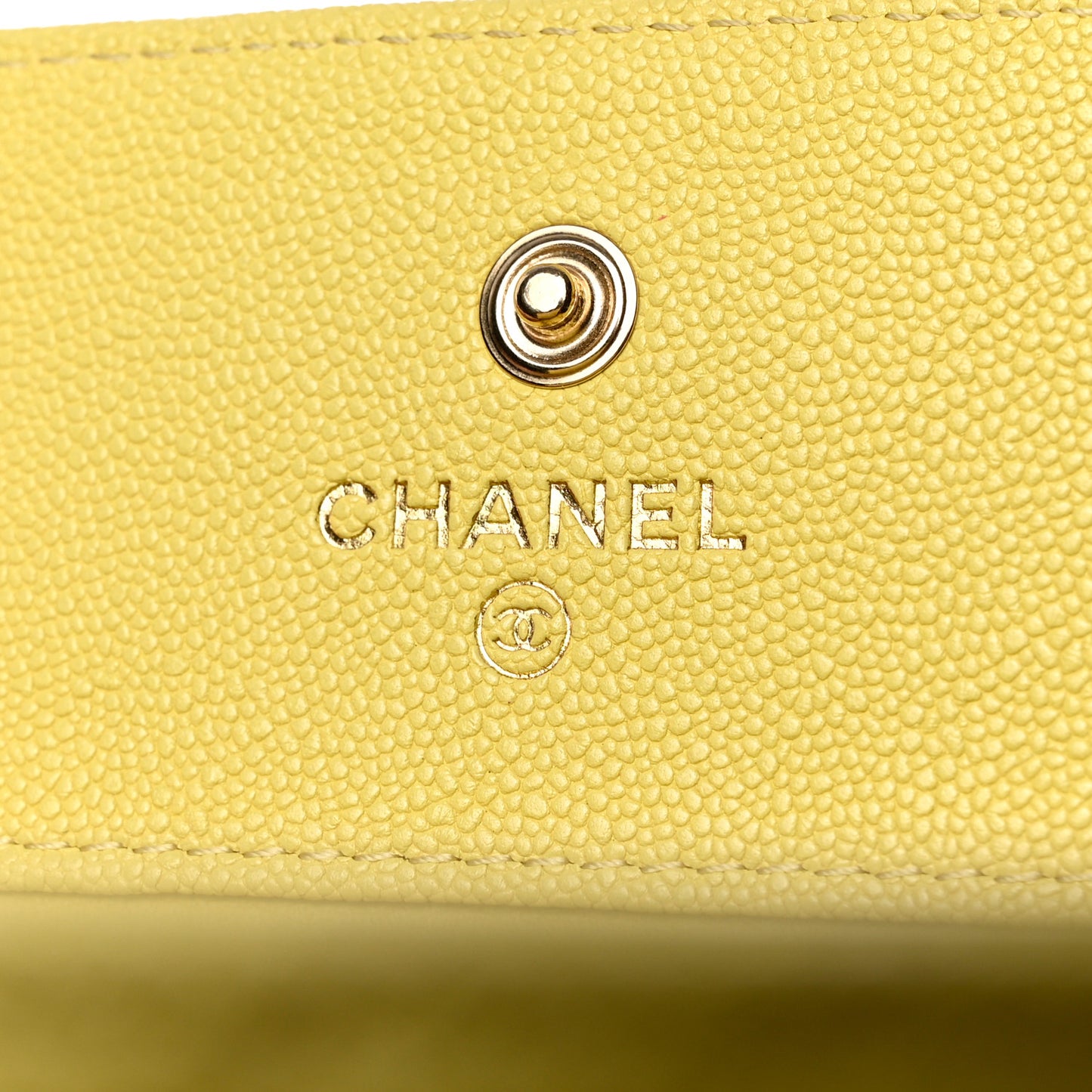 Caviar Chevron Quilted Boy Compact Wallet Yellow