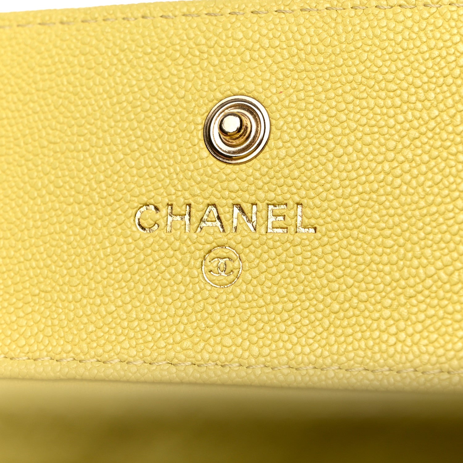 Chanel Caviar Chevron Quilted Boy Compact Wallet Yellow 6 of 9