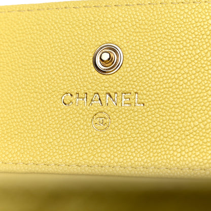 Chanel Caviar Chevron Quilted Boy Compact Wallet Yellow 6 of 9