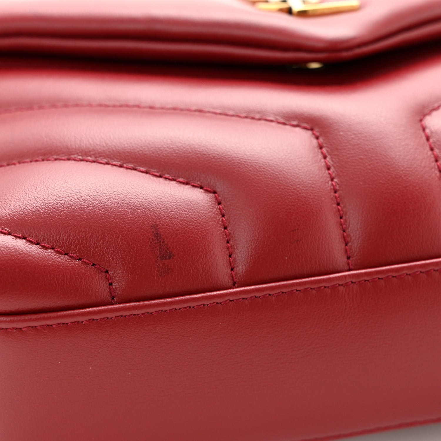 Saint Laurent Calfskin Y Quilted Monogram Toy Loulou Monogram Crossbody Bag Red 11 of 11