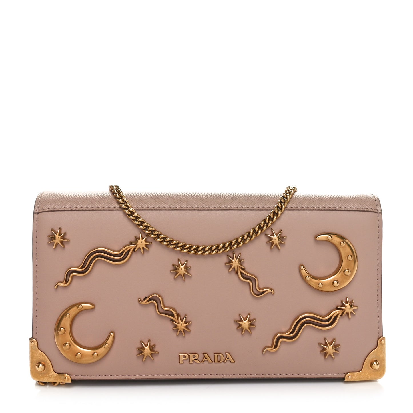 City Calfskin Cahier Astrology Chain Wallet Cipria