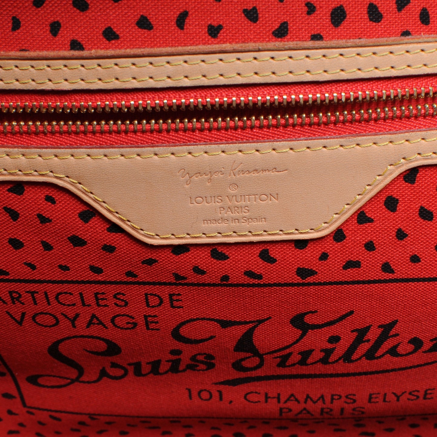 Monogram Kusama Waves Neverfull MM Red