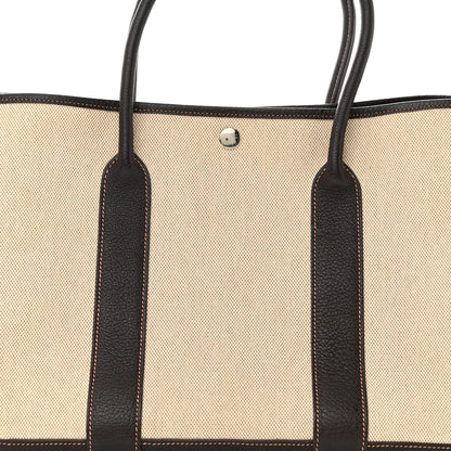 Hermes Buffle Skipper Toile Garden Party 36 MM Tote Marron Fonce 8 of 10