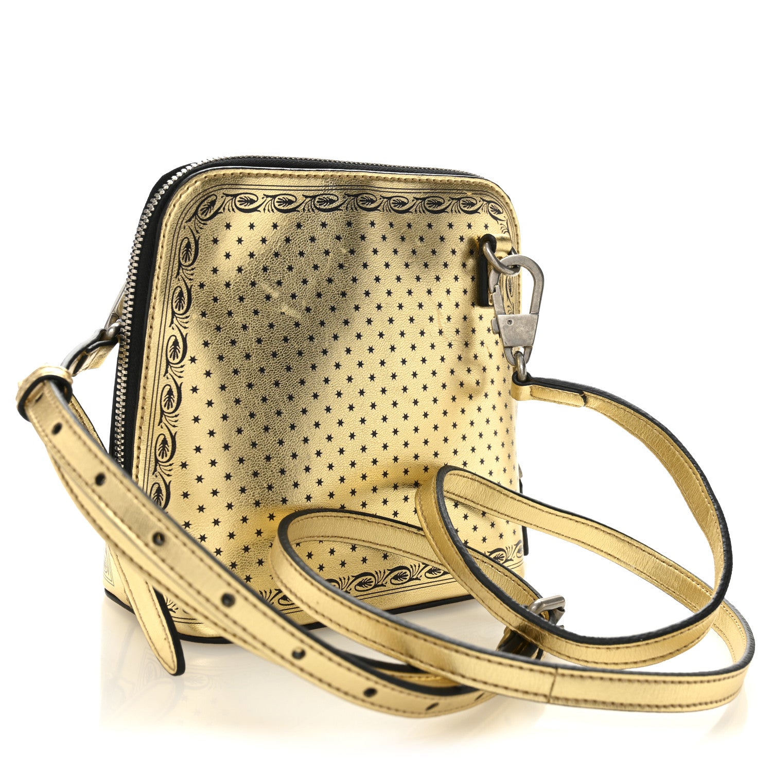 Gucci X SEGA Calfskin GUCCY Stars Mini Dome Shoulder Bag Gold 3 of 11