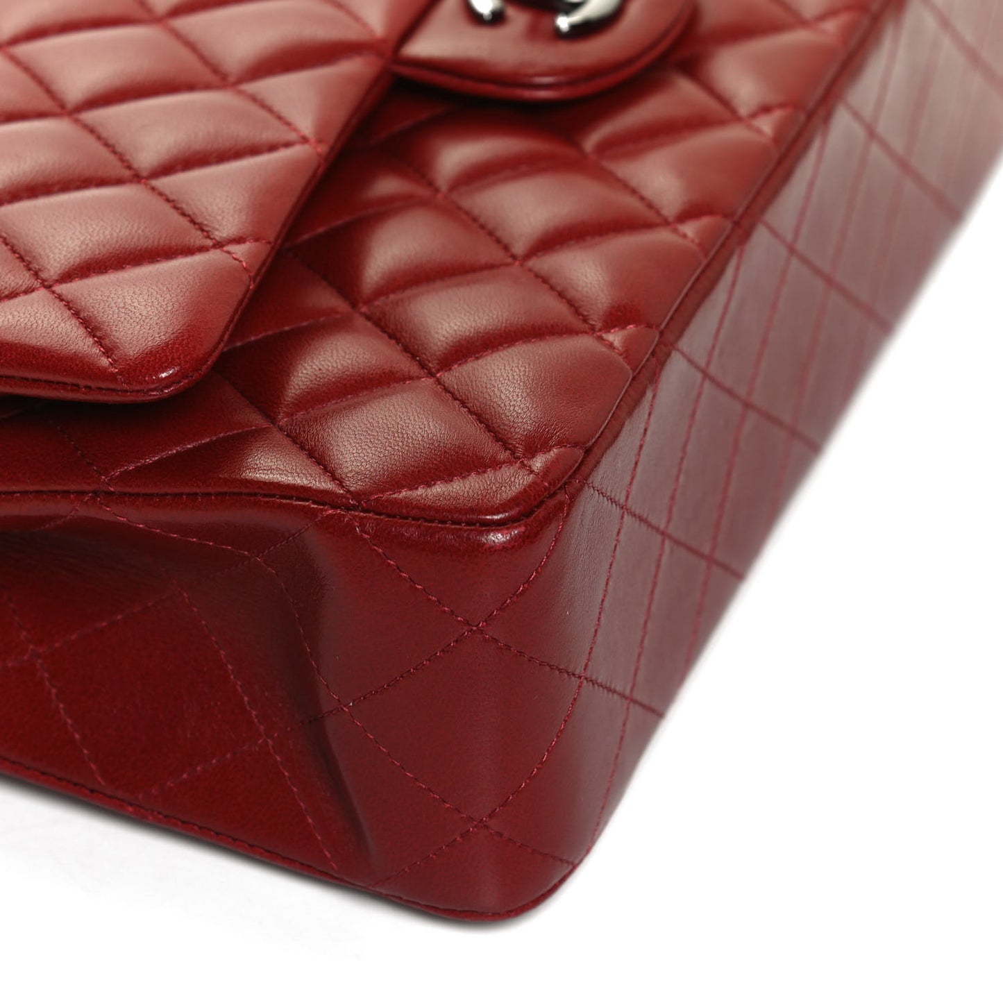 Lambskin Quilted Medium Double Flap Red