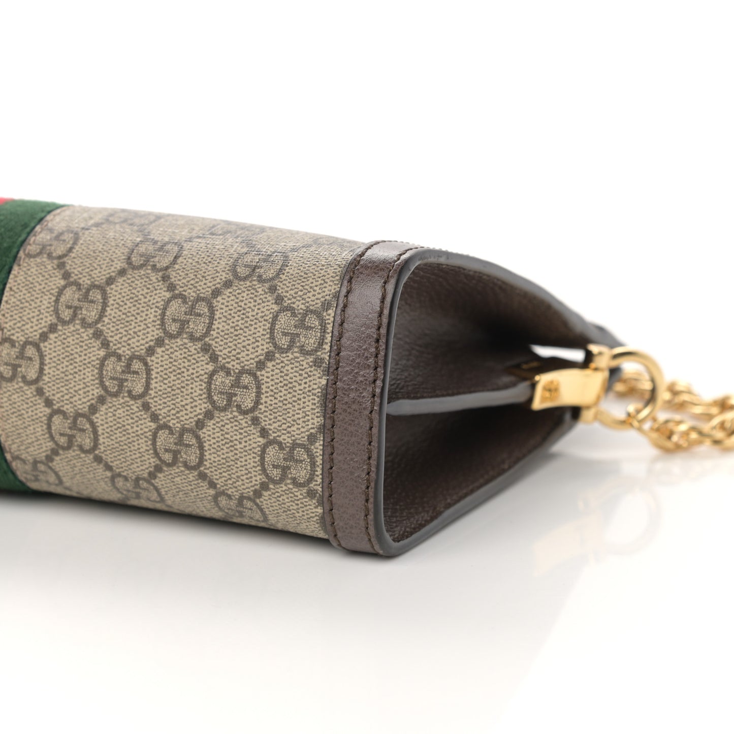 GG Supreme Monogram Web Small Ophidia Chain Shoulder Bag Brown